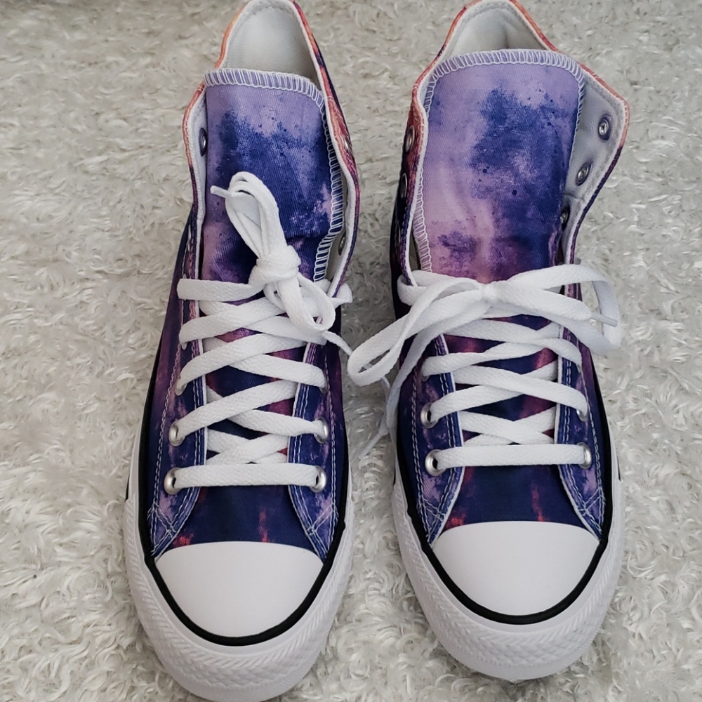 Converse High Top Sneakers in Purple and Pink Tie-Dye - Picture 2 of 5